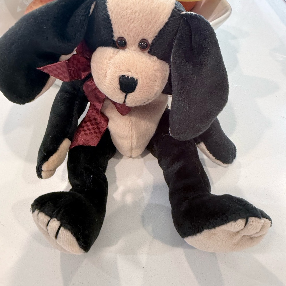 Boyds Bears Black and Cream Plush Puppy Bunky McFarkle